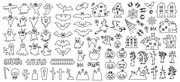 设置万圣节的剪影在白色图片下载