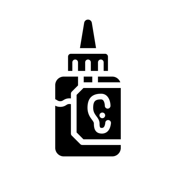 滴药物耳朵字形图标矢量插图图片下载