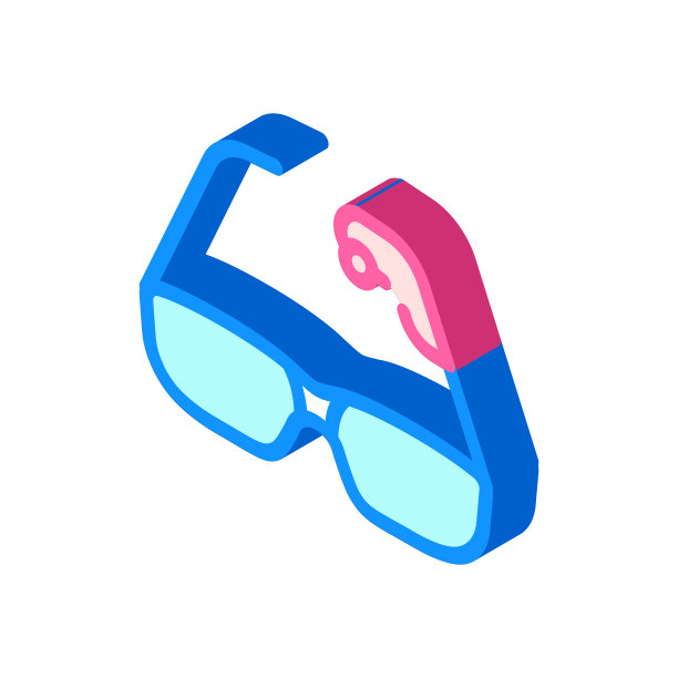 眼镜与助听器小工具等角图标矢量插图图片下载