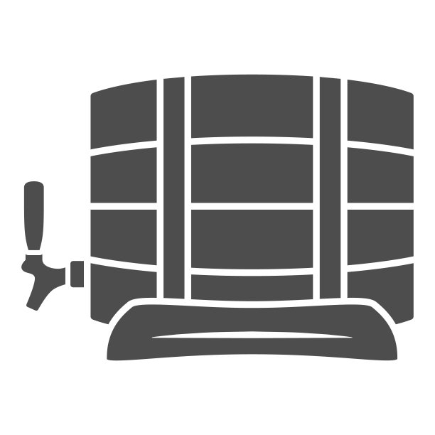 桶啤酒固体图标，啤酒节概念，木桶标志在白色背景，啤酒桶与图标在移动概念和网页设计的象形风格。矢量图形。图片下载