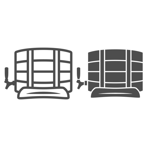 桶啤酒线和固体图标，啤酒节的概念，木桶标志在白色背景，啤酒桶与水龙头图标轮廓风格的移动概念和网页设计。矢量图形。图片下载