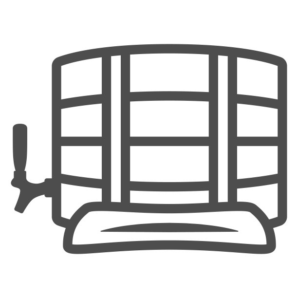 桶啤酒线图标，啤酒节的概念，木桶标志在白色背景，啤酒桶与水龙头图标轮廓风格的移动概念和网页设计。矢量图形。图片下载