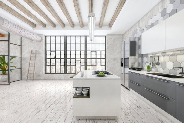 大型现代化厨房内部图片下载