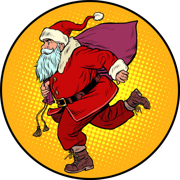 圣诞老人跑新年和圣诞节图片下载