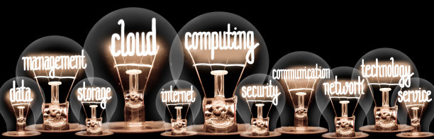 有云计算概念的灯泡图片下载