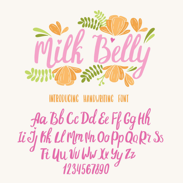 孩子们的字体。排版字母与彩色儿童插图。手写体的庆祝会和精巧的设计。图片下载