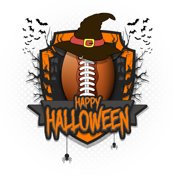 戴着女巫帽的足球，万圣节快乐图片下载