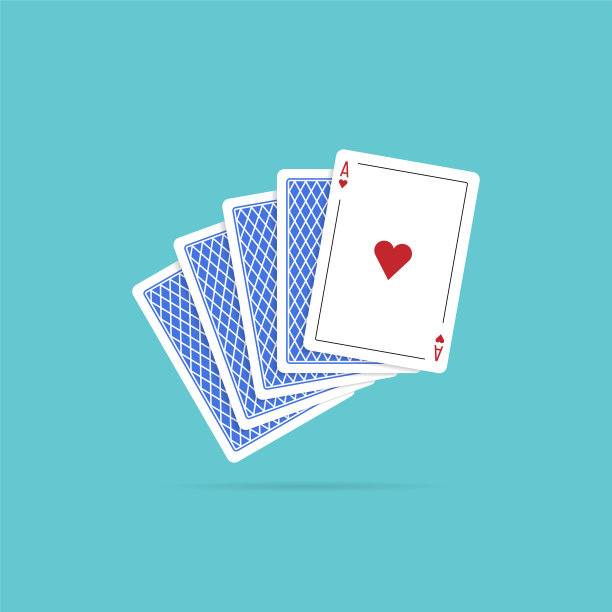 红桃a和四张牌。矢量插图在平面风格图片下载