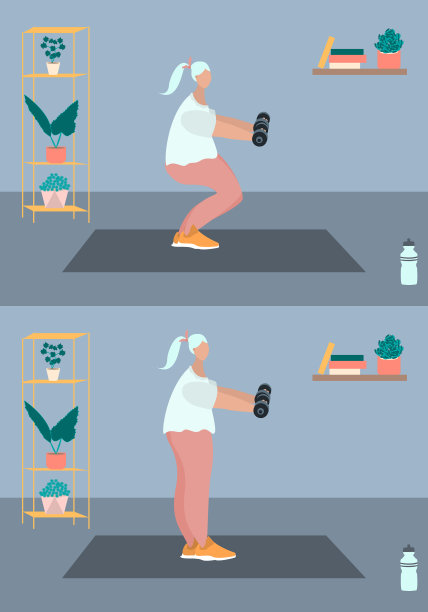 健美的妇女穿着运动服在家锻炼图片下载