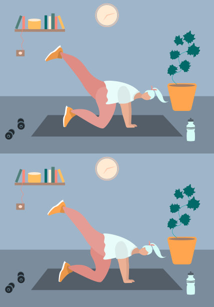 健美的妇女穿着运动服在家锻炼图片下载