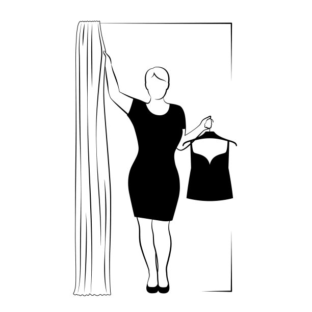 女人剪影在试衣间，现代购物图片下载