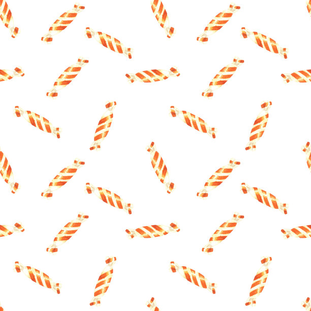 水彩无缝模式与糖果插图孤立的白色背景。万圣节糖果，圣诞节糖果图片下载