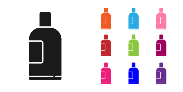 黑色瓶子的洗发水图标孤立在白色图片下载