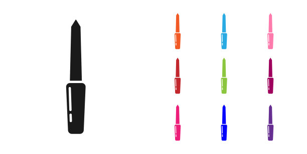 黑色指甲文件图标孤立在白色背景图片下载