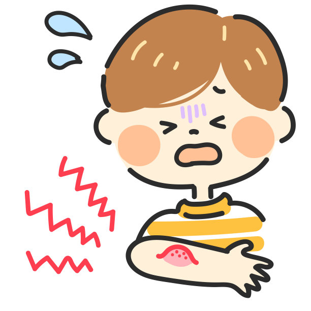 一个男孩手臂上被虫子咬了一口图片下载