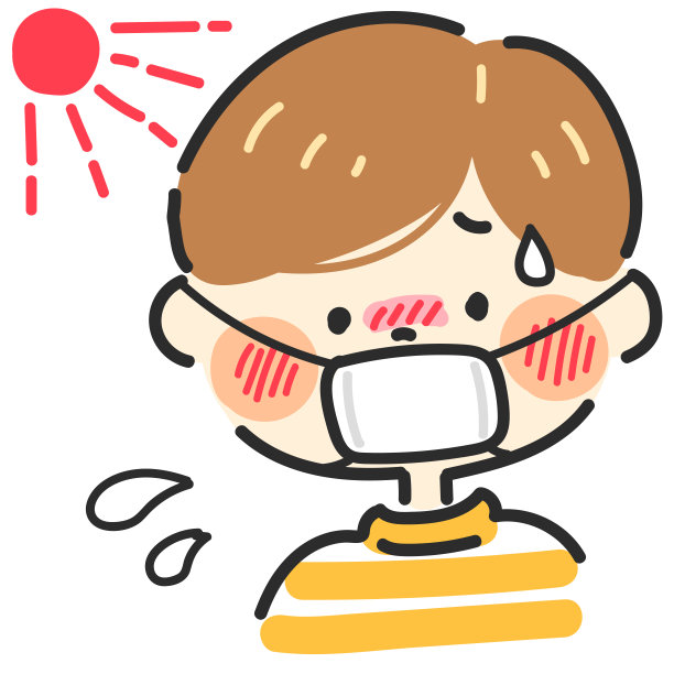 一个男孩戴着面具，越来越热的插图图片下载