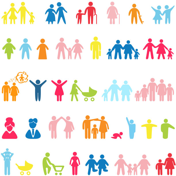 家庭时刻图标集。图片下载