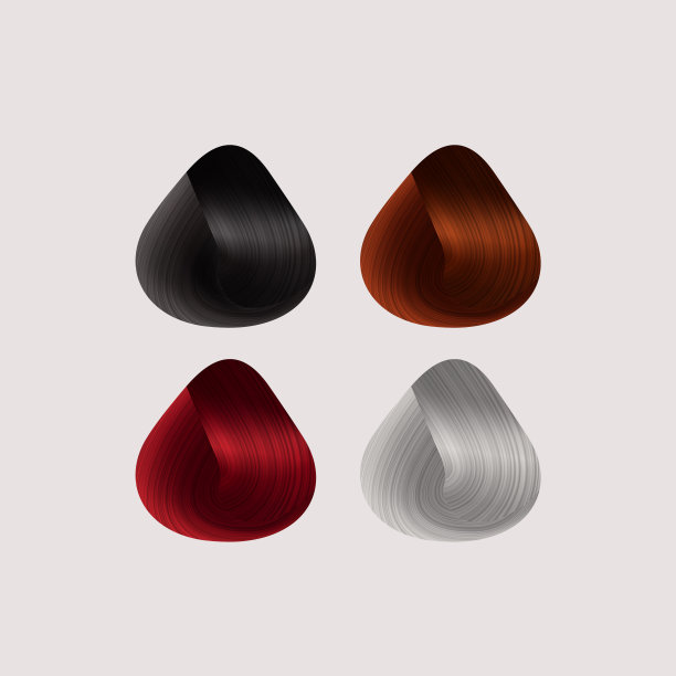 一套头发的颜色样本。矢量现实的圆形形状孤立在白色背景图片下载