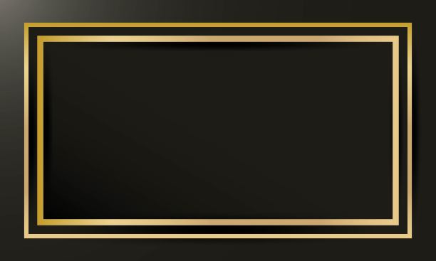 发光的复古黄金框架与阴影孤立在透明的背景。带有灯光效果的矩形框架。黄金豪华逼真的矩形边框。向量图片下载