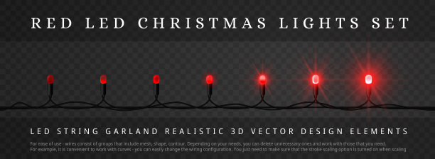 红色LED圣诞灯与不同阶段的光。假日设计的装饰元素图片下载