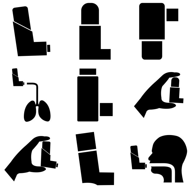 哮喘吸入器图标，标志孤立在白色背景图片下载