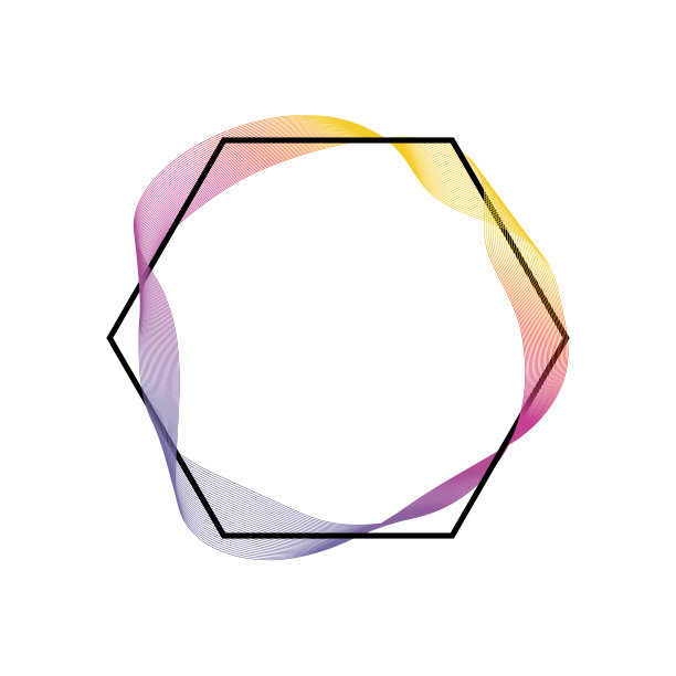 波浪的许多颜色的线在多边形框架。创造性的艺术线条。图片下载