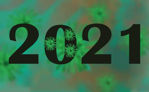 2021年新年快乐。以冠状病毒为背景的2021年冠状病毒代表图片下载