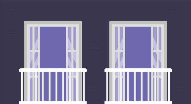 孤立的窗户和外面的阳台是黑暗的图片下载