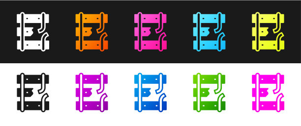 设置破碎或破裂的轨道上的铁路图标孤立的黑白背景。向量图片下载