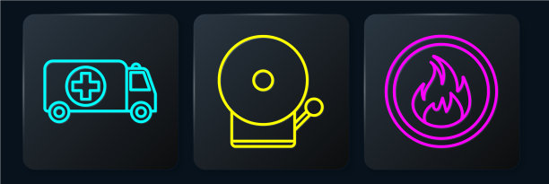 设救护车和急救车火情线图片下载