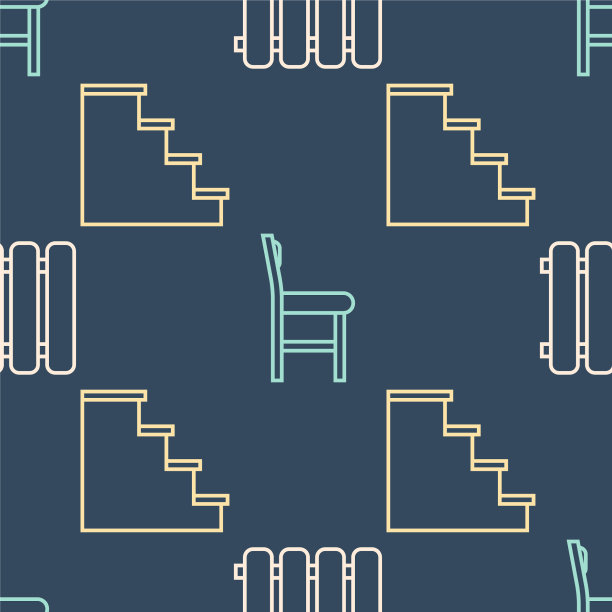 在楼梯和椅子上设置线暖气散热器图片下载