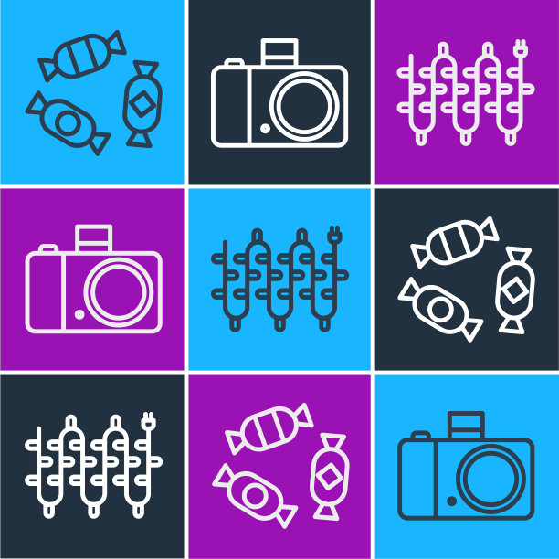 设置线糖果圣诞灯和相机图片下载