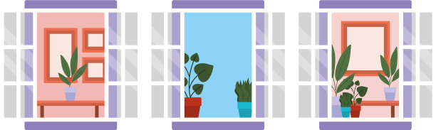 带有室内植物和框架的窗户图片下载