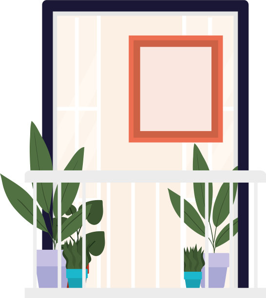 窗阳台与室内观赏植物和图片下载