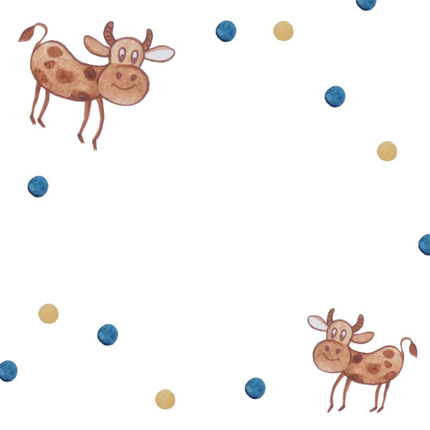 棕色公牛白色背景空白的明信片水彩插图象征2021年有蹄动物图片下载