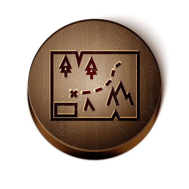 棕色线折叠地图与位置标记图标图片下载