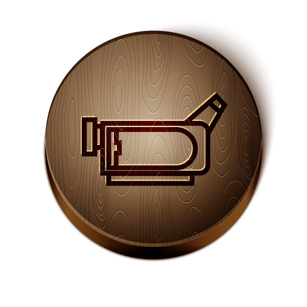 棕色线电影摄像机图标孤立在白色图片下载