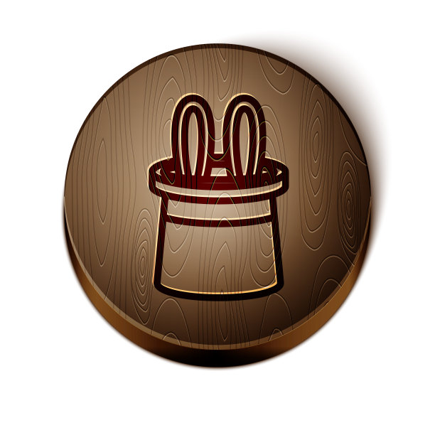 棕色线魔术师帽子和兔子耳朵图标图片下载