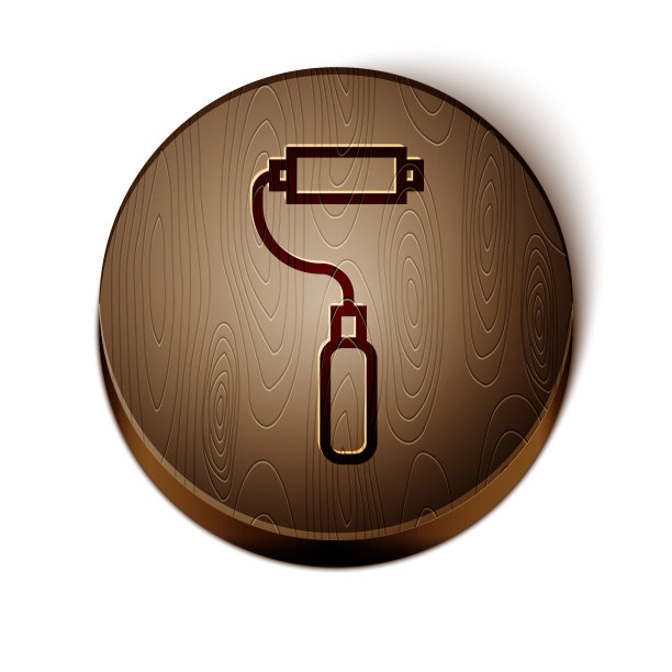 棕色线漆辊刷隔离上的图标图片下载