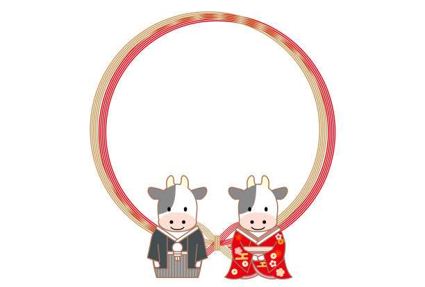 2021年的牛年——日本民间艺术图案的牛图片下载