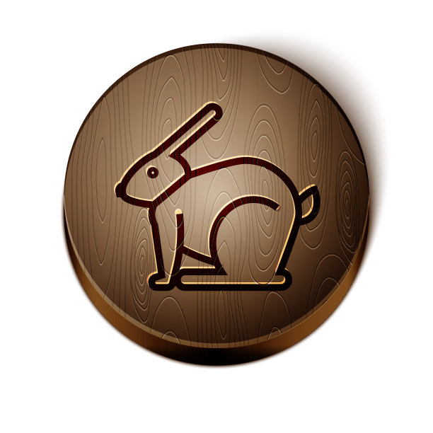 棕色线复活节兔子图标孤立在白色图片下载