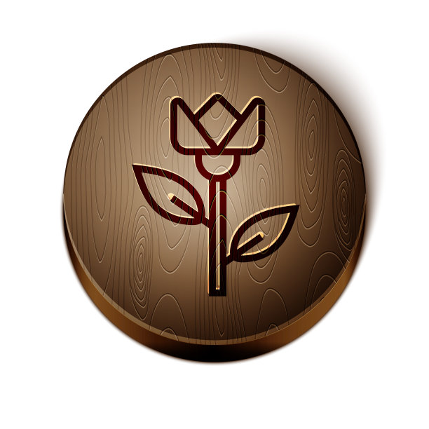 棕色线花郁金香图标孤立在白色图片下载