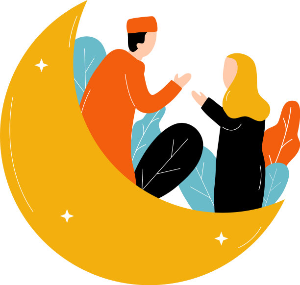 宰牲节与男人和女孩握手图片下载