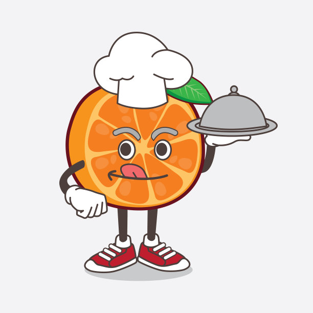 橘子水果卡通人物作为厨师吉祥物图片下载