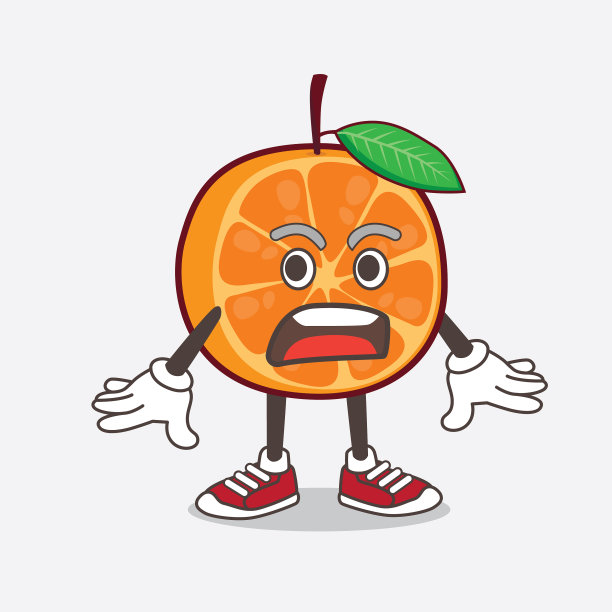 橙色的水果卡通人物与吉祥物图片下载