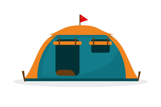 白色背景上孤立的旅游帐篷图片下载