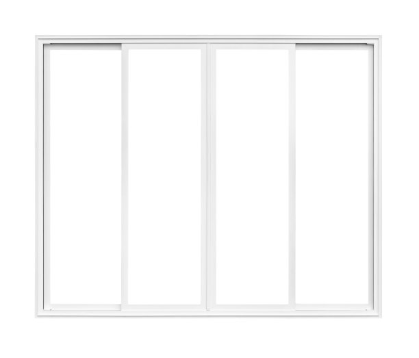 真正的现代房子窗框隔离在白色背景与剪切路径图片下载