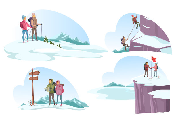 冬季旅游，人们喜欢徒步旅行图片下载