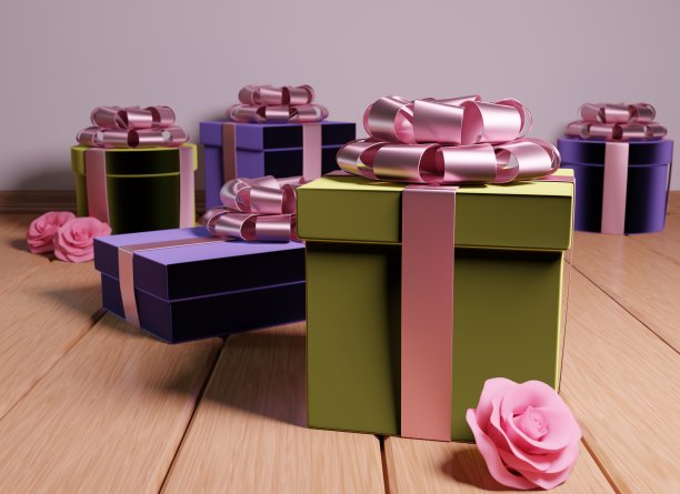 礼盒3d插图图片下载
