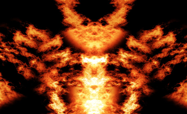 数字渲染明亮的橙色火对称背景图片下载